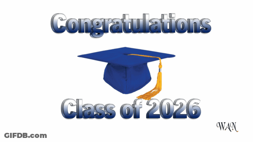 Congratulations Class Of 2026 With Blue Cap GIF