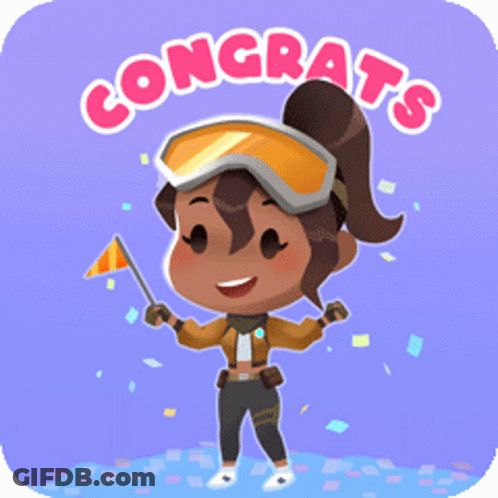 Congratulations Girl In Goggles With Flag GIF