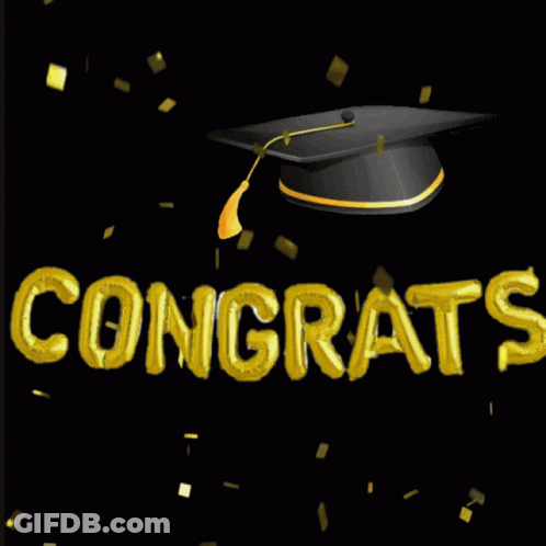 Congratulations Gold Balloons With Graduation Cap GIF