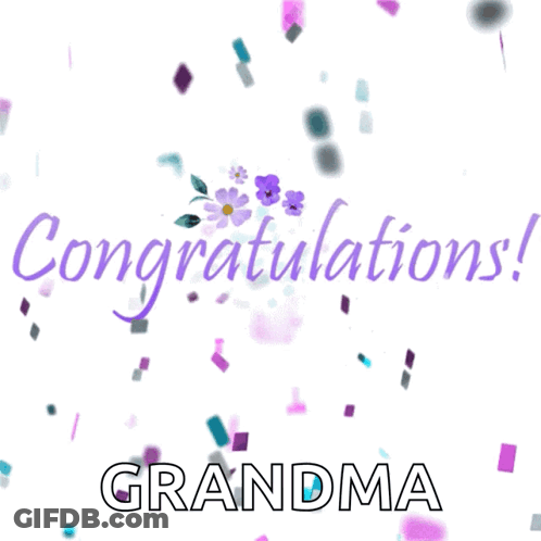 Congratulations Grandma Card With Purple Confetti GIF