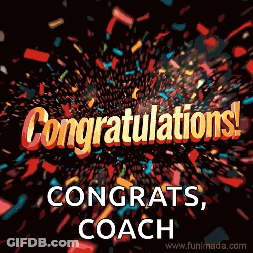 Congratulations Greeting Card With Confetti Saying Congrats Coach GIF