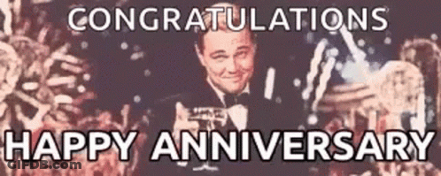 Congratulations Happy Anniversary Man In Tuxedo Holding Wine Glass GIF