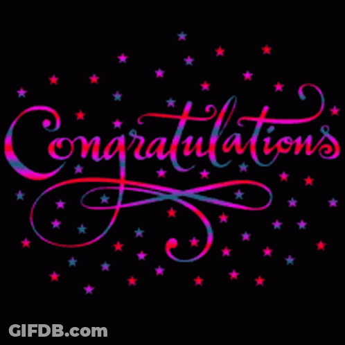 Congratulations In Pink And Blue Stars GIF