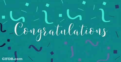 Congratulations Is Written On A Blue Background With Confetti GIF