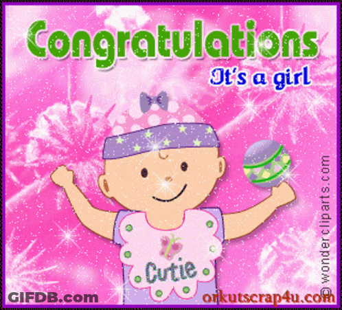 Congratulations It's A Girl Cartoon Baby GIF