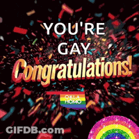 Congratulations Message With Rainbow And Confetti GIF
