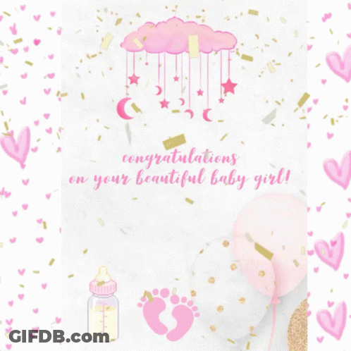 Congratulations On Your Beautiful Baby Girl Card GIF