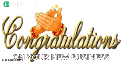 Congratulations On Your New Business In Gold Letters GIF