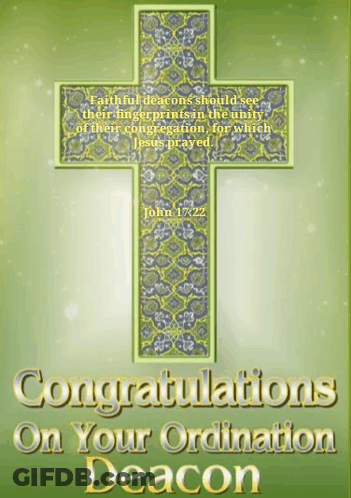 Congratulations On Your Ordination Deacon With A Cross In The Background GIF