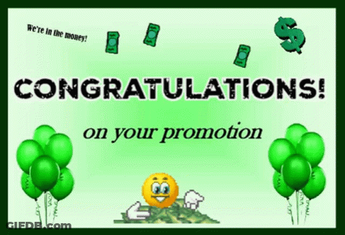 Congratulations On Your Promotion Is Written On A Green Background GIF