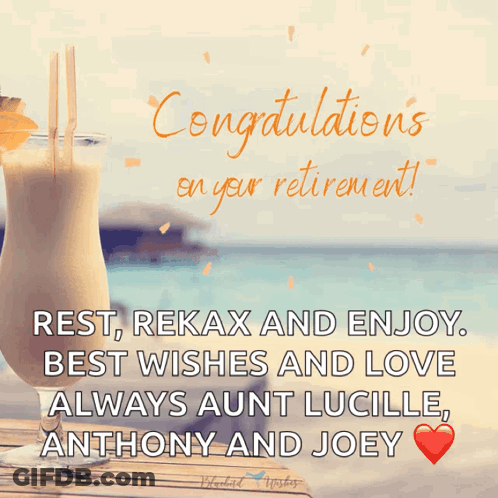 Congratulations On Your Retirement Greeting Card With A Drink GIF