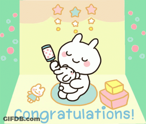 Congratulations White Baby Bunny GIF
