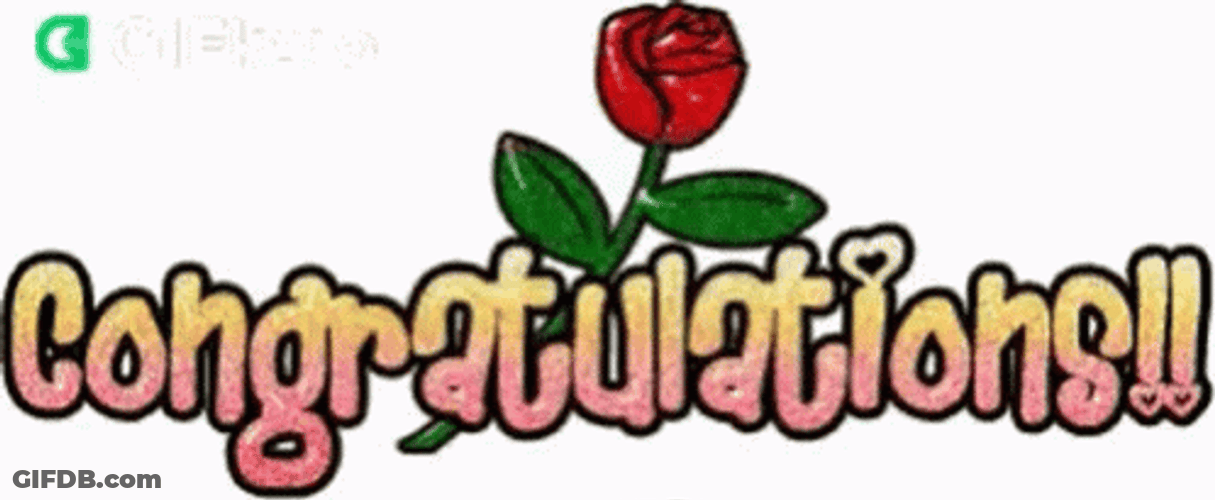 Congratulations With Animated Red Rose GIF