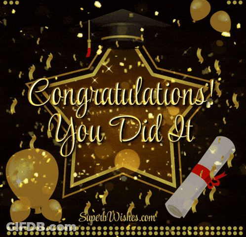 Congratulations You Did It Graduation Cap Card GIF