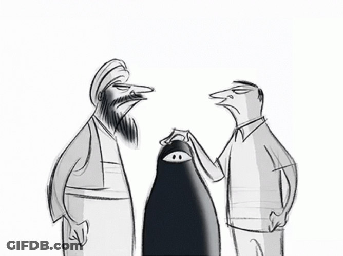 Conservative Taliban Woman Wear Burqa Cartoon GIF