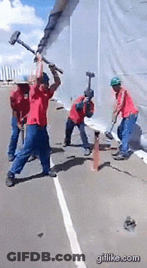 Construction Worker Hammer Smashing GIF