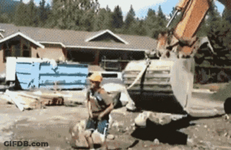 Construction Worker Having Fun Excavator GIF