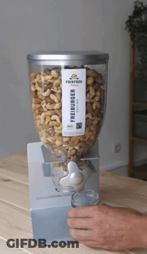 Container Of Nuts Labeled Freiburger GIF