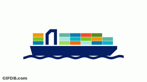 Container Ship With Letter U GIF