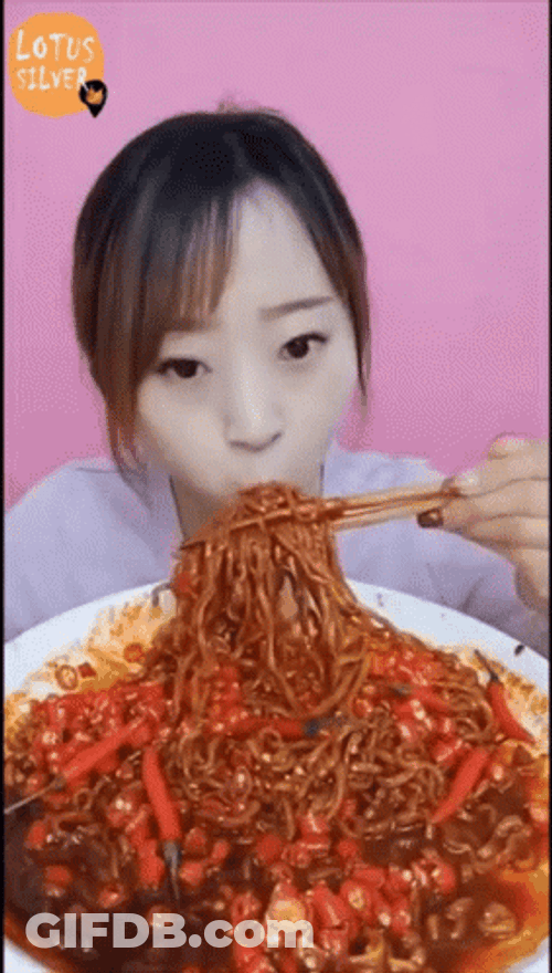 Content Creator Noodle Mukbang GIF