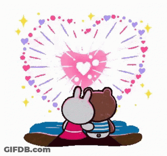 Cony And Brown Heart Fireworks GIF