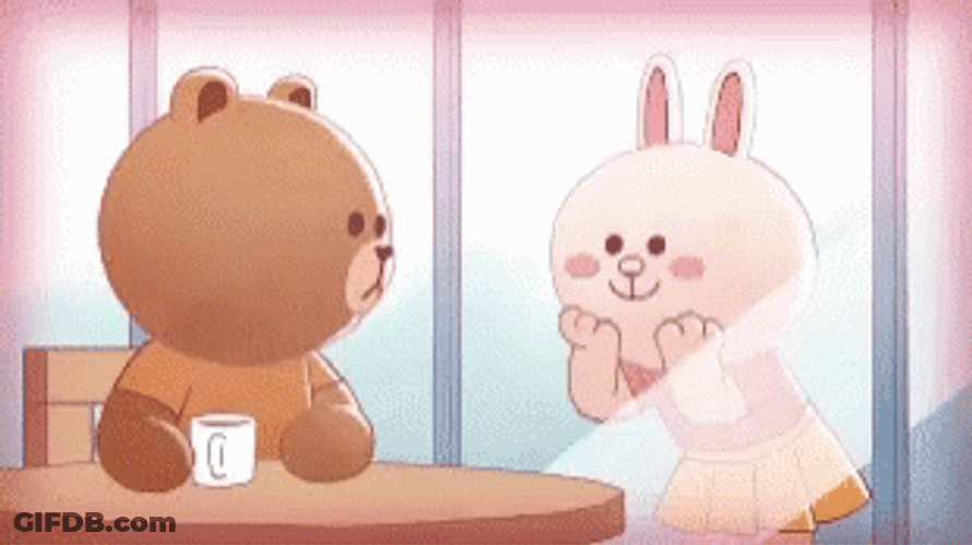 Cony And Brown Heart On Glass GIF