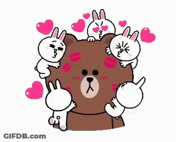 Cony And Brown Kiss Heart GIF