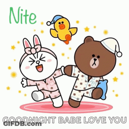 Cony And Brown Pajamas Good Night Babe GIF