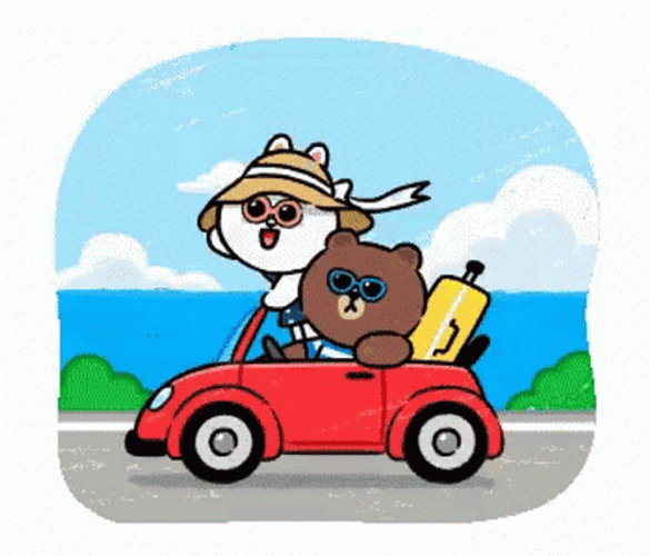 Cony And Brown Summer Travel GIF