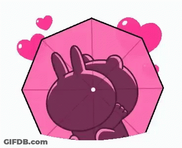 Cony And Brown Umbrella Kiss GIF