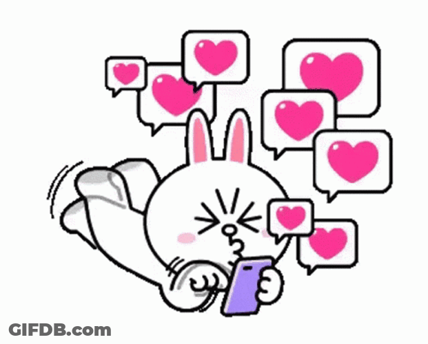Cony Bunny Sending Multiple Love Text Message Sticker GIF