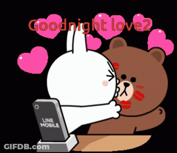 Cony Gives Brown Good Night Love Kisses GIF