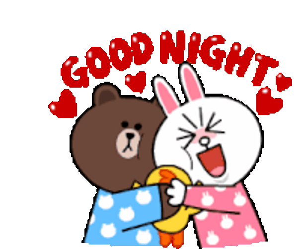 Cony Rabbit Brown Bear Good Night Love Sticker GIF