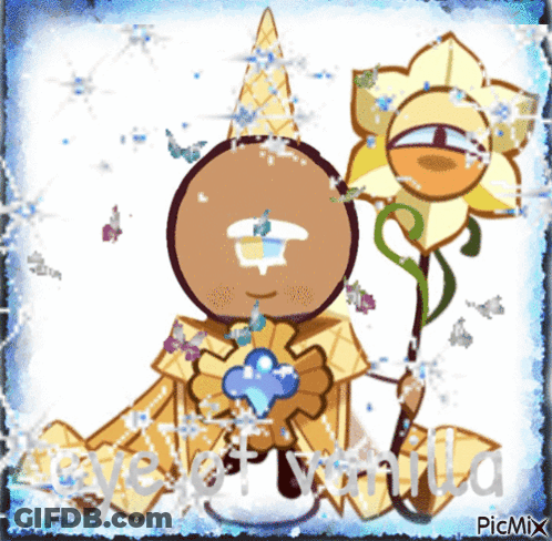 Cookie Holding Flower With Love Of Vanilla GIF