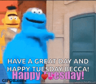 Cookie Monster And Bert Happy Tuesday Becca GIF