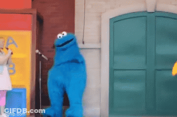 Cookie Monster Dancing In Front Of Microphone GIF