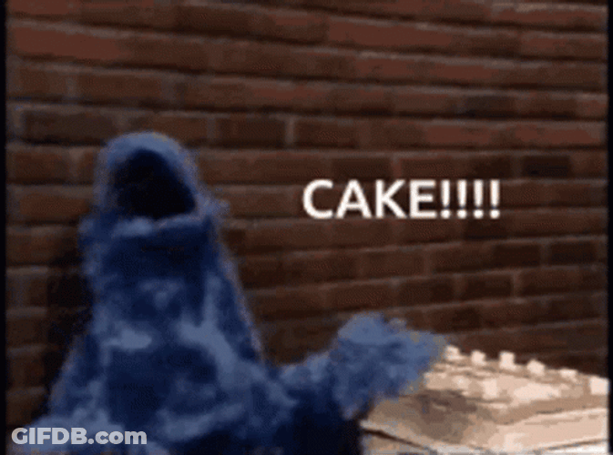 Cookie Monster Eating Cake GIF