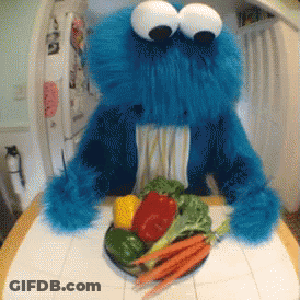 Cookie Monster Eating Vegetables GIF