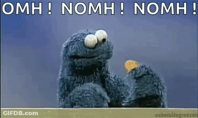 Cookie Monster Eats Famous Amos Cookie GIF