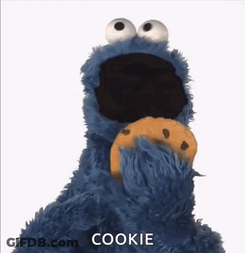 Cookie Monster From Sesame Street Is Covering His Face With His Paw . GIF