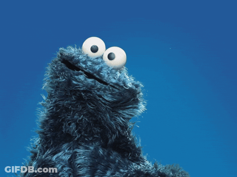 Cookie Monster From Sesame Street Looking Up Into The Sky GIF