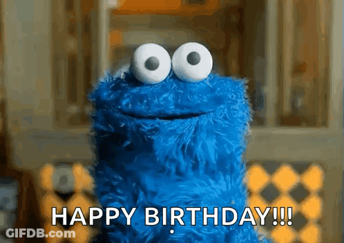 Cookie Monster From Sesame Street Says Happy Birthday !!! GIF