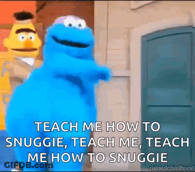 Cookie Monster In Front Of Door With Bert GIF