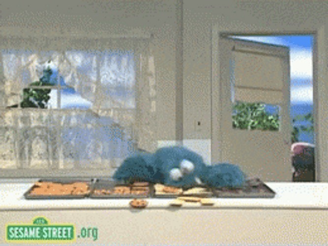 Cookie Monster In House Eating Cookies GIF