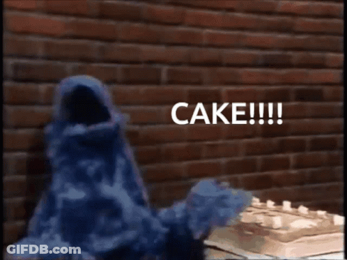 Cookie Monster Saying Cake GIF