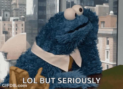 Cookie Monster Sitting On Window Sill GIF