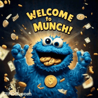 Cookie Monster Surrounded By Money And Coins Welcome To Munch GIF