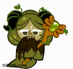 Cookie Run Character Holding Green Apple And Stick GIF