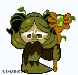 Cookie Run Character Holding Green Apple Stick GIF