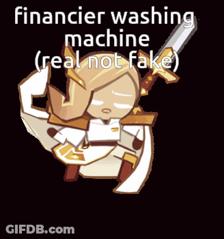 Cookie With Sword And Financier Washing Machine GIF